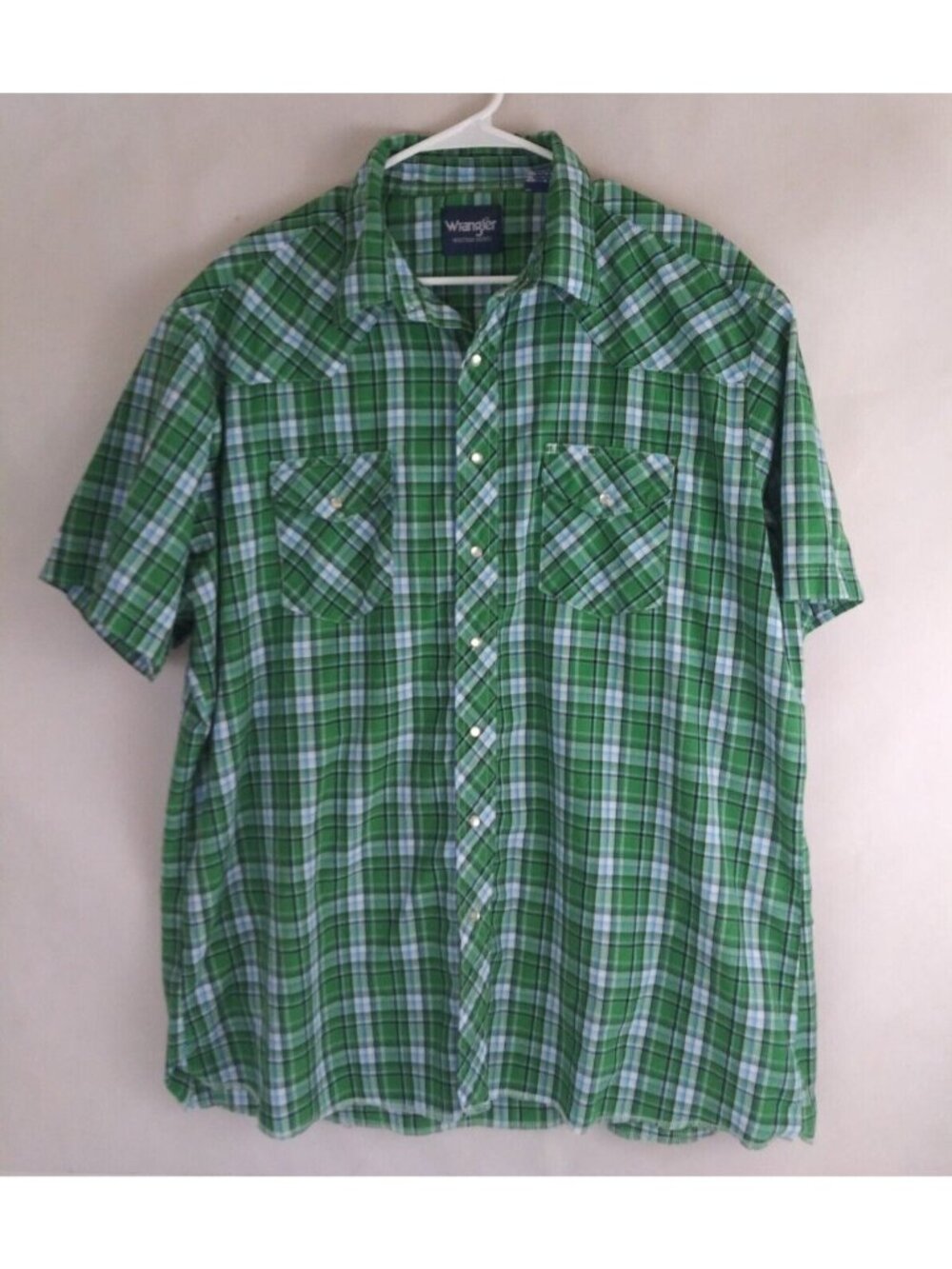 Vintage Wrangler Western Shirts Men's Green Pearl Snap Shirt Size 2XT
